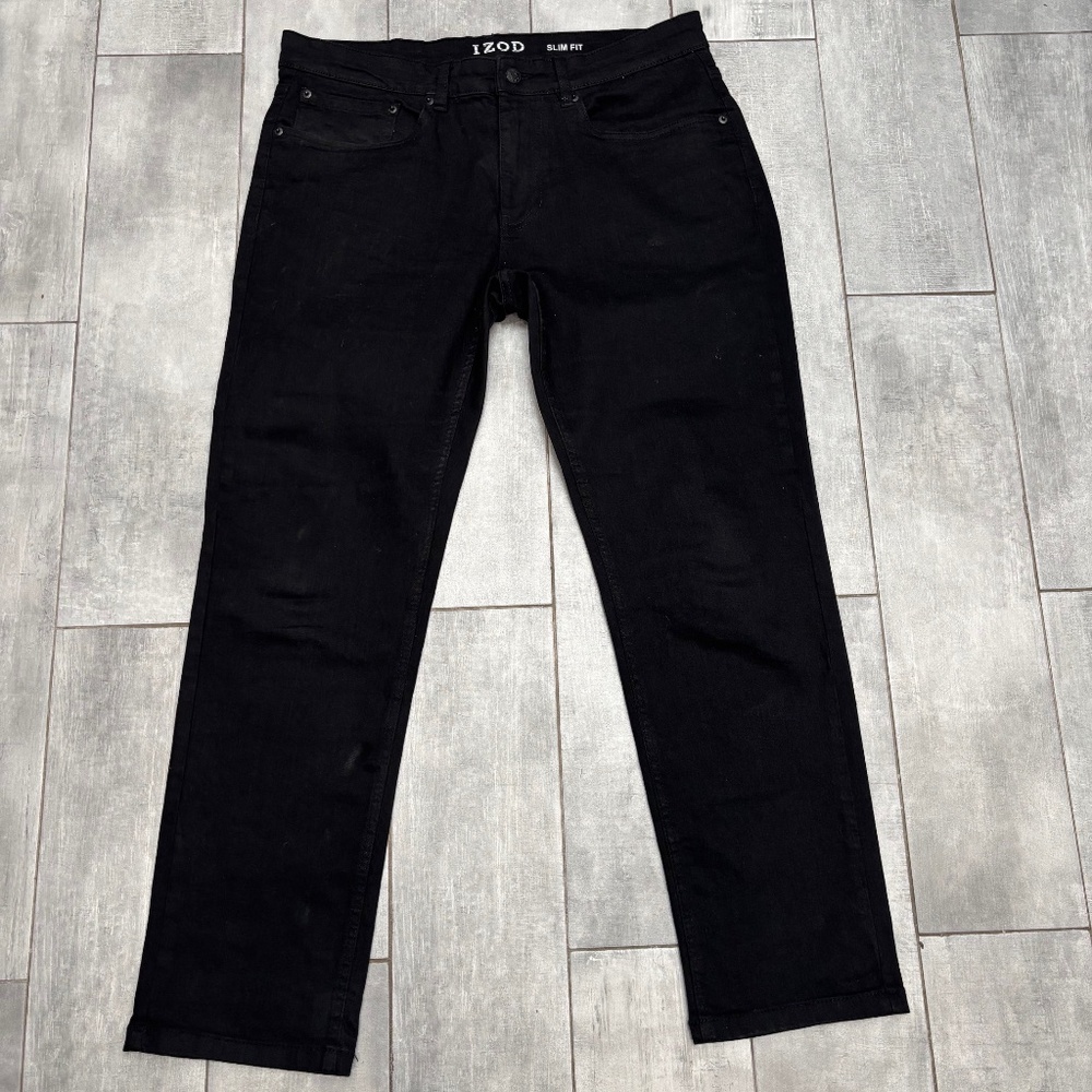 IZOD Men's Black Slim Fit Jeans 34 x 30